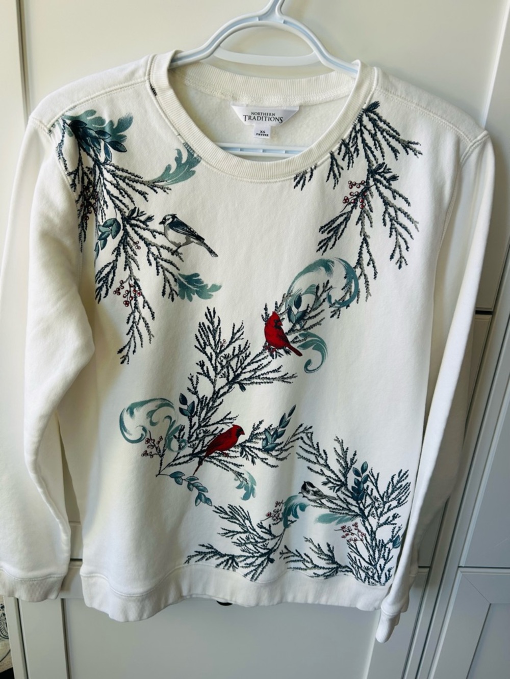 Northern Traditions Cream Sweatshirt with Embroidered Botanical Detail - Picture 4 of 9